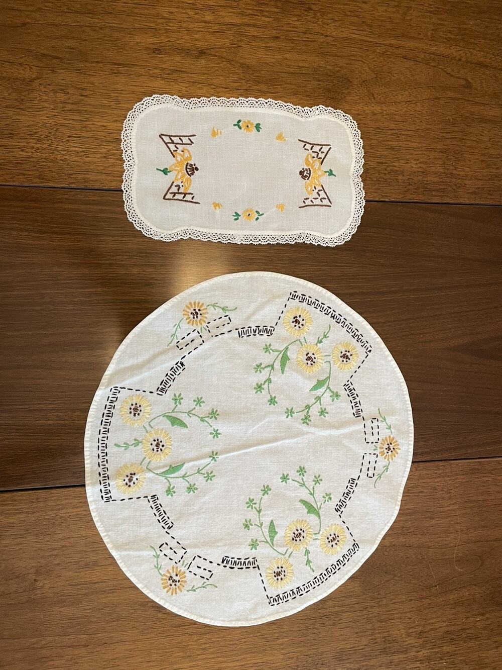 Cottage Core: Fall Floral Vintage DoiliesLot of 2